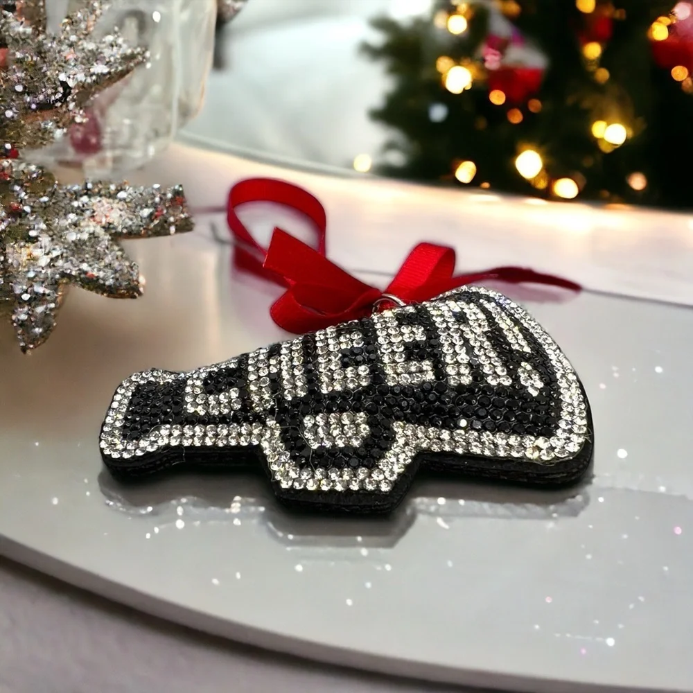 Personalized Rhinestone Cheerleader Christmas Ornament, Handcrafted Holiday